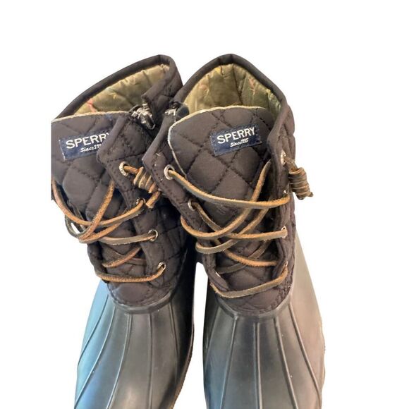 Sperry Saltwater Quilted Duck Boots Women's Size 9M Waterproof Rubber Black/Gray - Picture 3 of 10